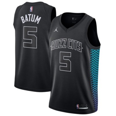 Nike Charlotte Hornets #5 Nicolas Batum Black NBA Jordan Swingman City Edition Jersey Men's